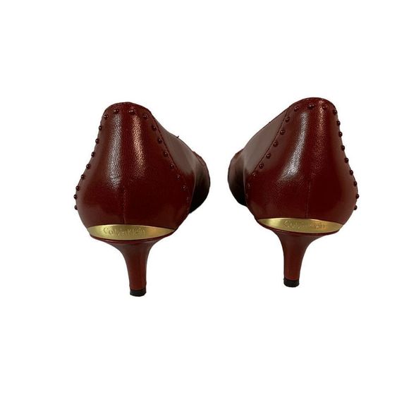 Calvin Klein Womens size 7 Oxblood Brown Leather 2" kitten heel Pointed toe shoe - Picture 8 of 14